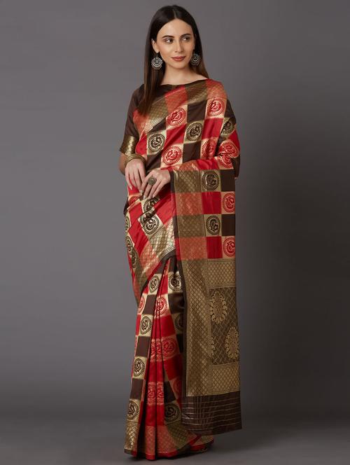 women's banarasi saree with blouse - 17610363 - Very Small Image - 1