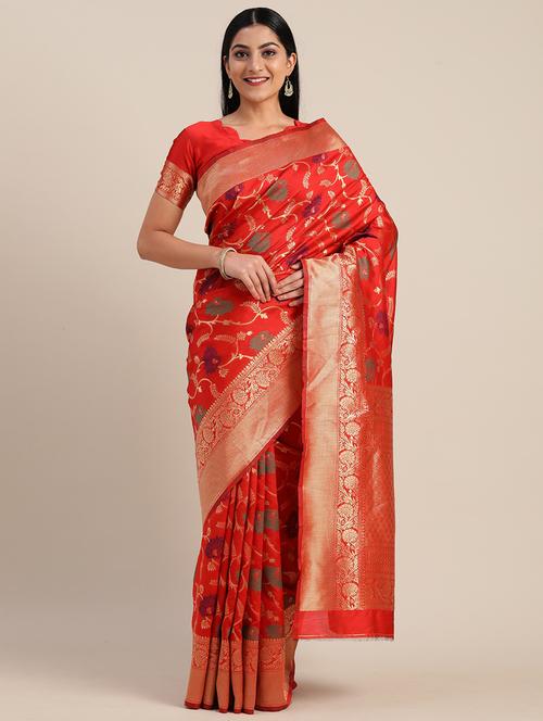 women's banarasi saree with blouse - 17610388 - Very Small Image - 1