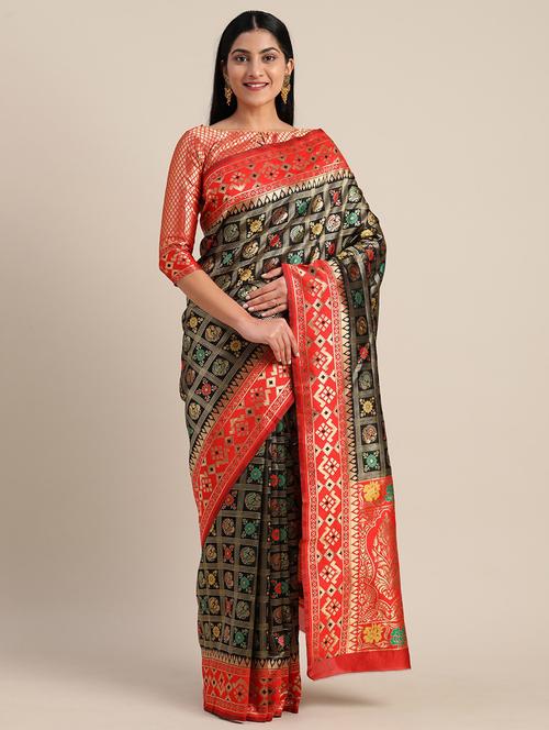 jacquard patola saree with blouse - 17610435 - Very Small Image - 1