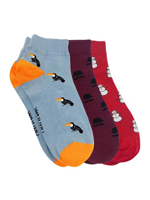 men pack of 3 printed ankle length socks - 17610814 - Very Small Image - 1