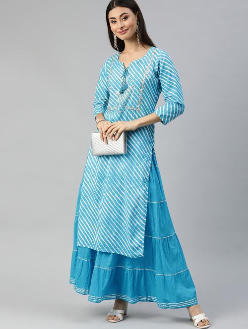 leheriya kurta skirt set - 17611257 - Very Small Image - 1