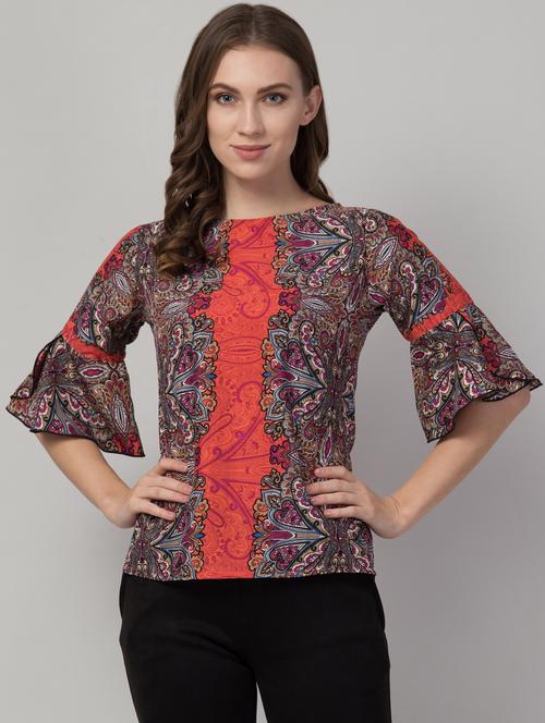 bell sleeved printed top  - 17611292 - Very Small Image - 1