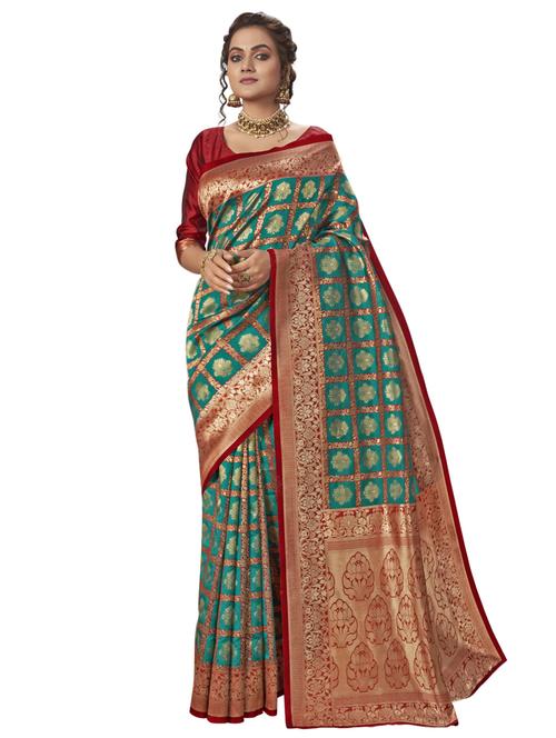 jacquard woven saree with blouse - 17612468 - Very Small Image - 1