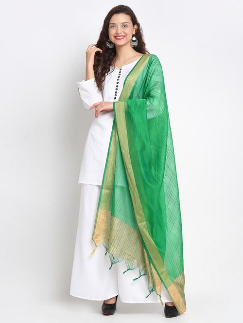 green chanderi dupatta - 17612733 - Very Small Image - 1