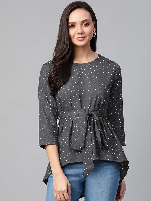 tie front high low top  - 17612910 - Very Small Image - 1