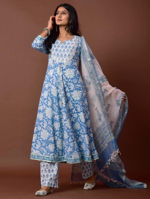 blue cotton suit  set - 17612964 - Very Small Image - 1