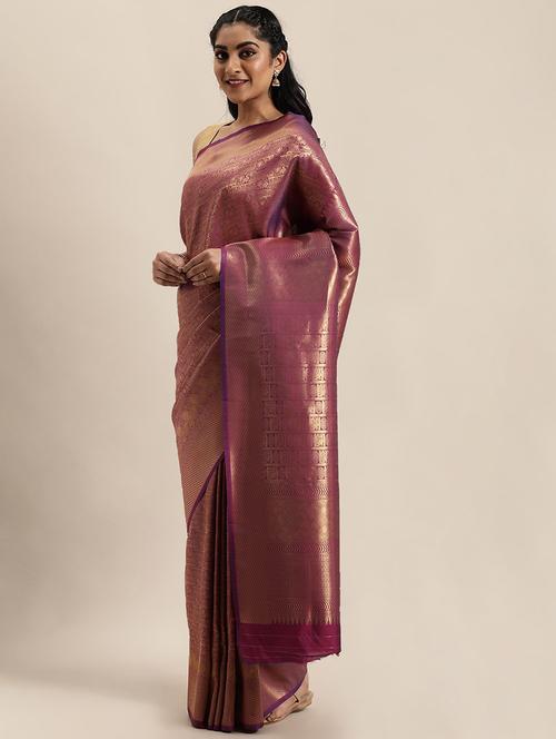 zari kanjivaram saree with blouse - 17613029 - Very Small Image - 1