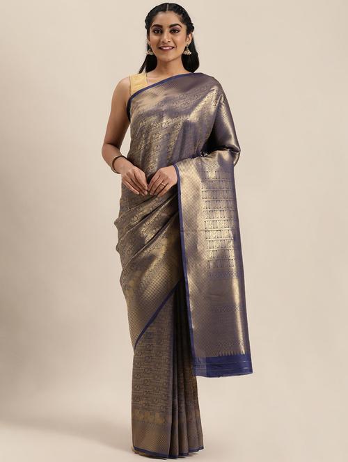 zari kanjivaram saree with blouse - 17613042 - Very Small Image - 1