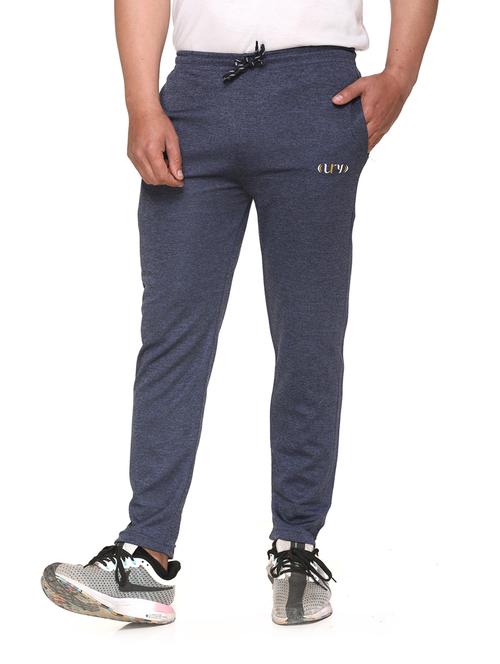 blue solid full length track pant - 17614303 - Very Small Image - 1