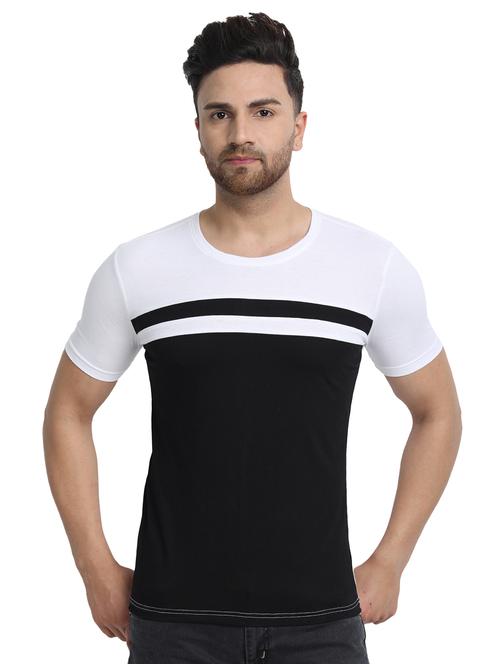 black color block cut & sew t-shirt - 17614409 - Very Small Image - 1