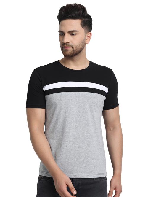 grey color block cut & sew t-shirt - 17614413 - Very Small Image - 1