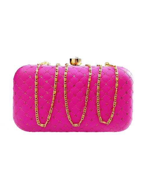 pink leatherette (pu) box clutch - 17615436 - Very Small Image - 1