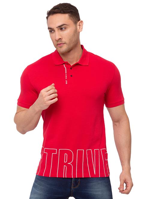 red printed polo t-shirt - 17615553 - Very Small Image - 1