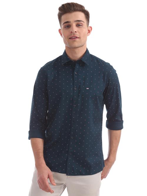 navy blue printed casual shirt - 17616398 - Very Small Image - 1