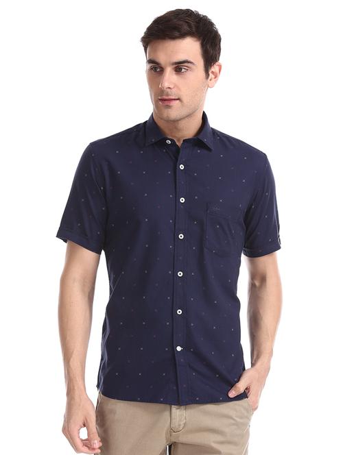 navy blue printed casual shirt - 17616511 - Very Small Image - 1