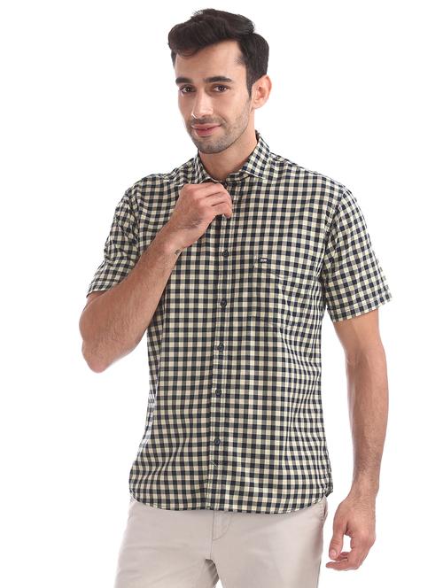 yellow checkered casual shirt - 17616618 - Very Small Image - 1