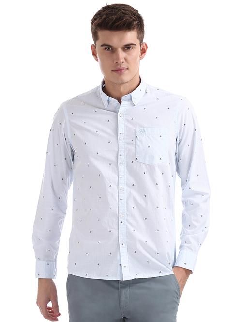 light blue printed casual shirt - 17616828 - Very Small Image - 1