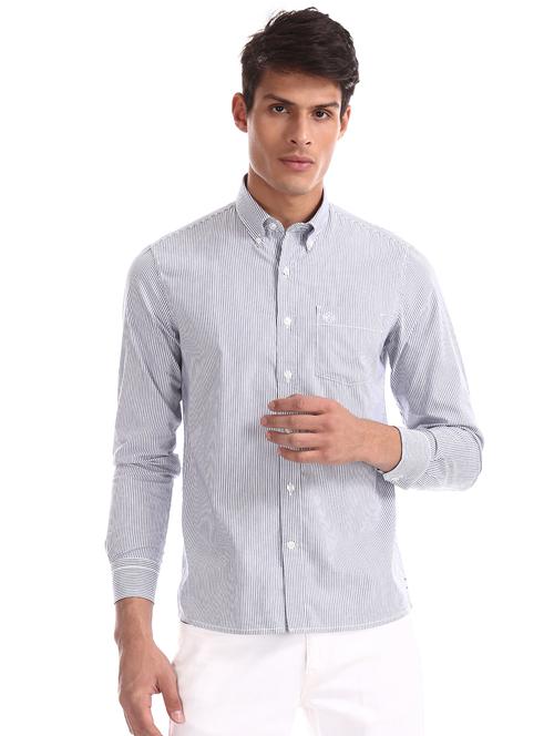 blue striped casual shirt - 17617113 - Very Small Image - 1