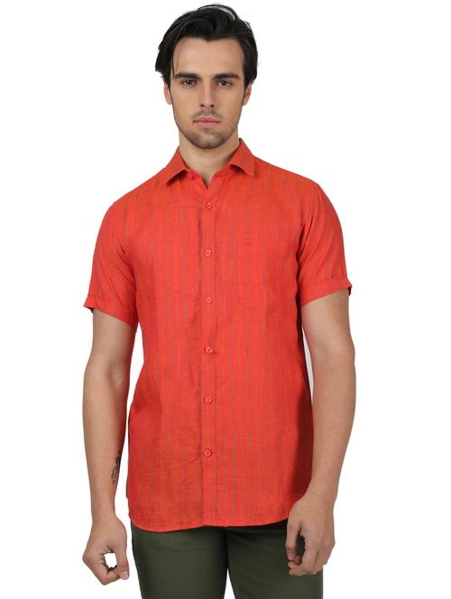 red striped linen casual shirt - 17617513 - Very Small Image - 1