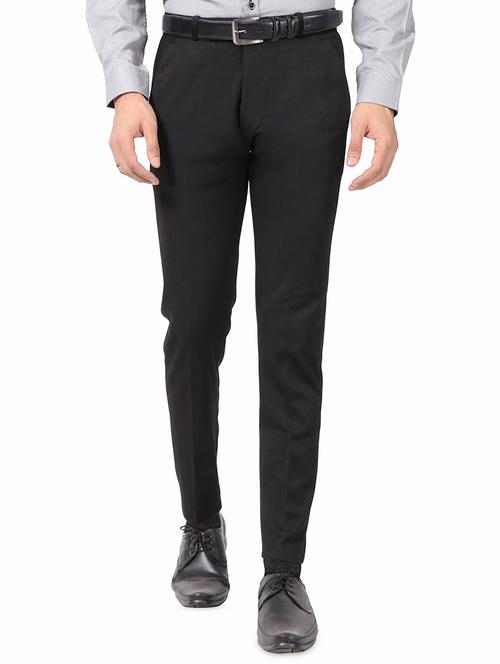 black solid flat front formal trouser - 17617653 - Very Small Image - 1