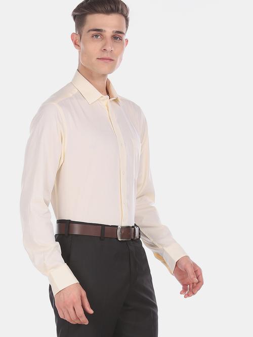 yellow self design formal shirt - 17618331 - Very Small Image - 1