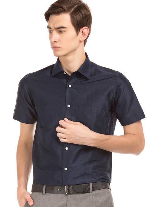 navy blue solid formal shirt - 17618370 - Very Small Image - 1