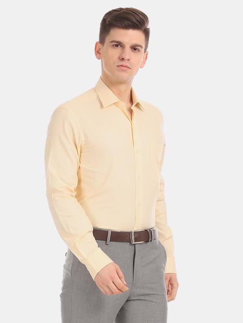 yellow self design formal shirt - 17618630 - Very Small Image - 1