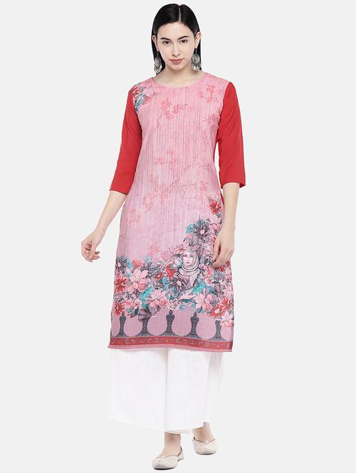 pink crepe straight kurta - 17619241 - Very Small Image - 1