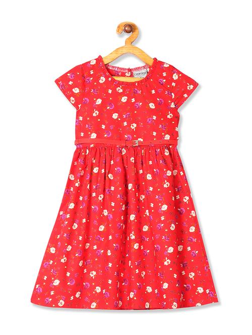 red cotton frock - 17620241 - Very Small Image - 1