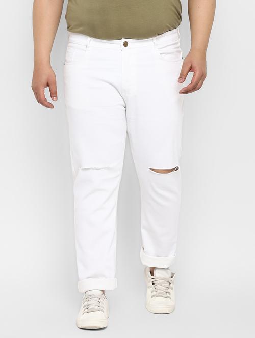 white slashed knee denim jeans - 17620346 - Very Small Image - 1