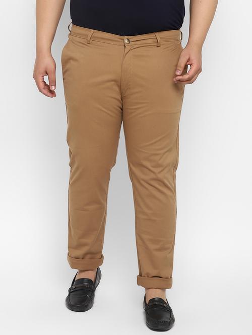 plus khaki solid chinos - 17620354 - Very Small Image - 1
