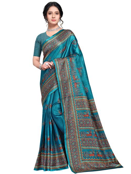 printed kanjivaram saree with blouse - 17620896 - Very Small Image - 1
