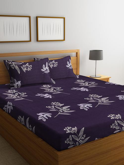 florida 130gsm polycotton bedsheet for double bed queen size with two pillow covers - 17621194 - Very Small Image - 1