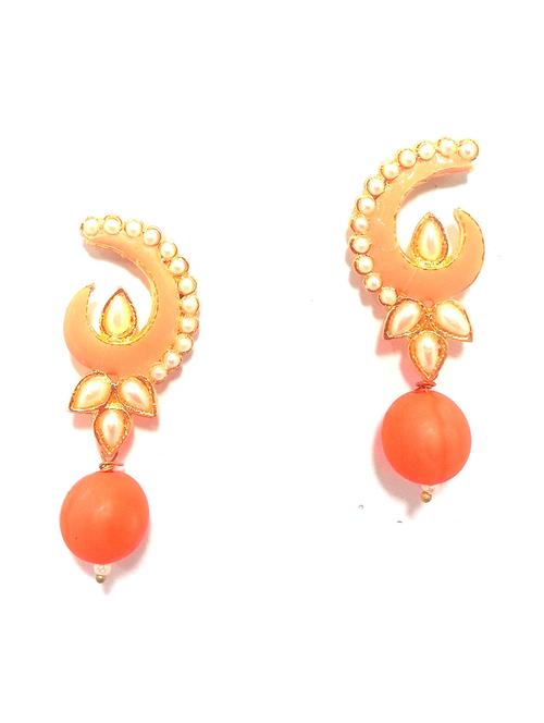 orange metal drop earring - 17621634 - Very Small Image - 1