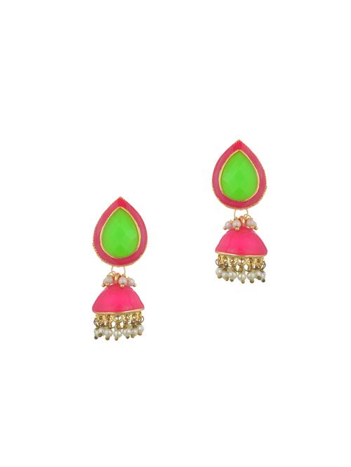red colored metal jhumka earring - 17622132 - Very Small Image - 1