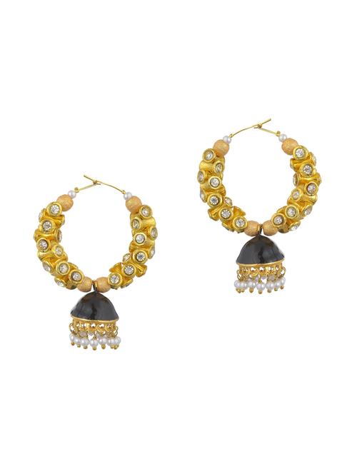 black metal jhumka earring - 17622170 - Very Small Image - 1