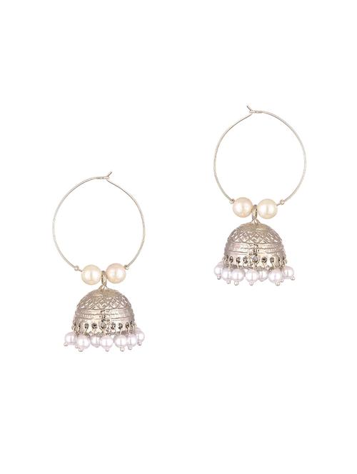white metal jhumka earring - 17622256 - Very Small Image - 1