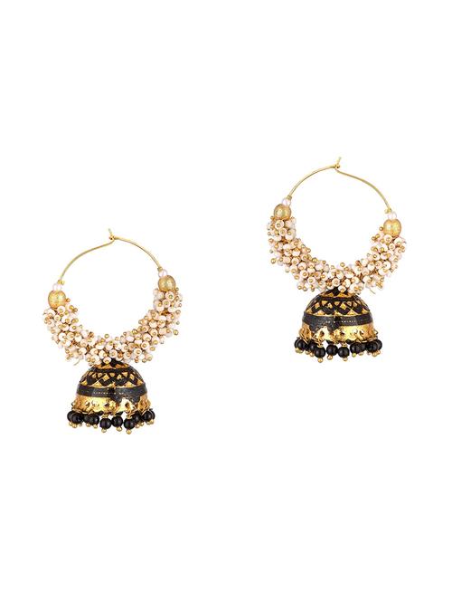 black metal jhumka earring - 17622261 - Very Small Image - 1