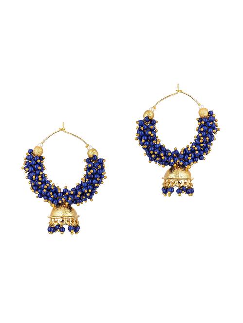 blue metal jhumka earring - 17622288 - Very Small Image - 1