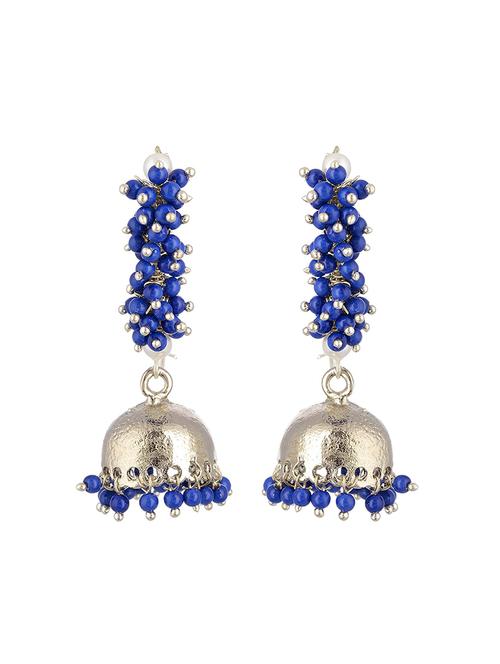 blue metal jhumka earring - 17622346 - Very Small Image - 1