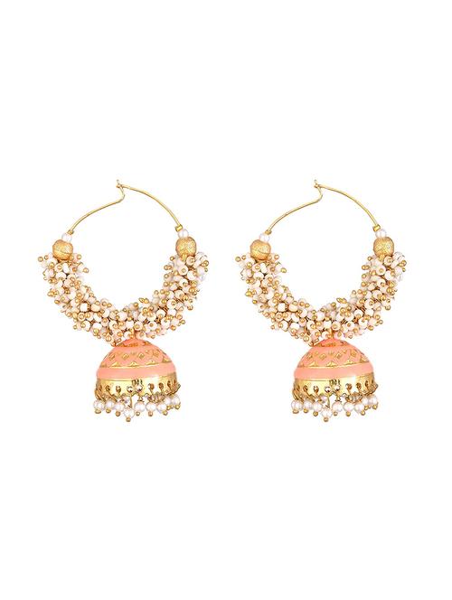 beige metal jhumka earring - 17622399 - Very Small Image - 1
