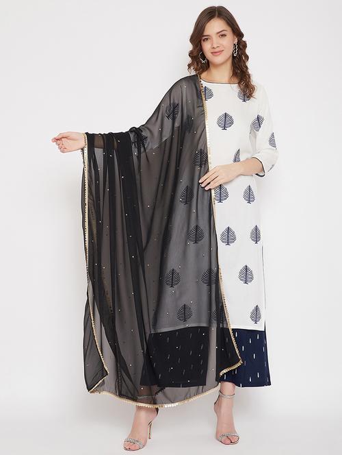 black poly georgette dupatta - 17622587 - Very Small Image - 1