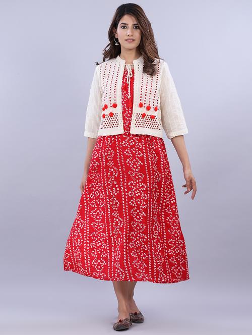 bandhani a-line ethnic dress - 17624208 - Very Small Image - 1