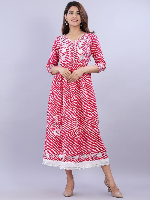 leheriya a-line ethnic dress - 17624236 - Very Small Image - 1