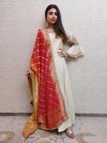 designer suit with bandhani dupatta  - 17624244 - Very Small Image - 1