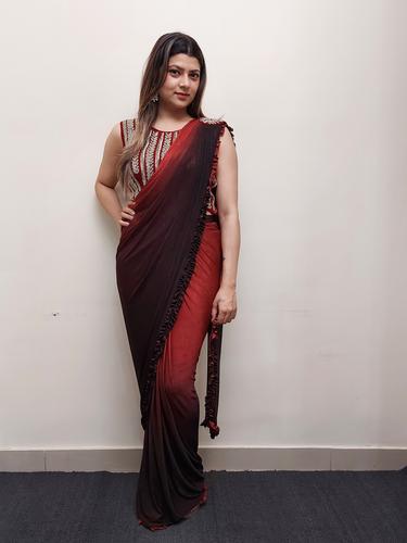 designer drape saree  - 17624707 - Very Small Image - 1