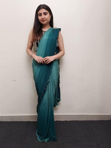 designer drape saree  - 17624710 - Very Small Image - 1