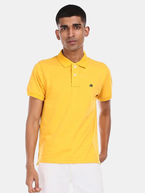 yellow solid polo t-shirt  - 17625580 - Very Small Image - 1