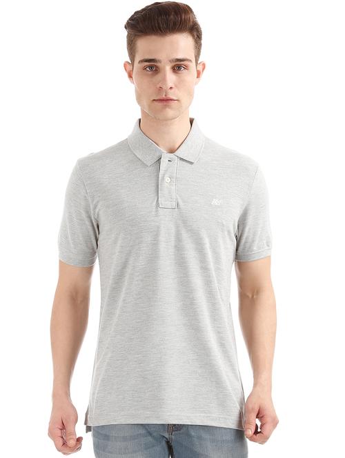 grey solid polo t-shirt  - 17625619 - Very Small Image - 1