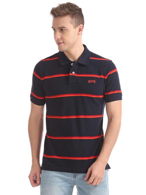 blue striped polo t-shirt  - 17625673 - Very Small Image - 1